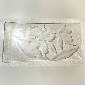 Etch Glass Orchids Plate
